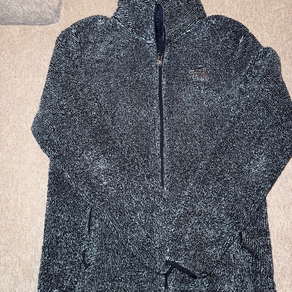 The North Face Black and White Textured Fleece Jacket